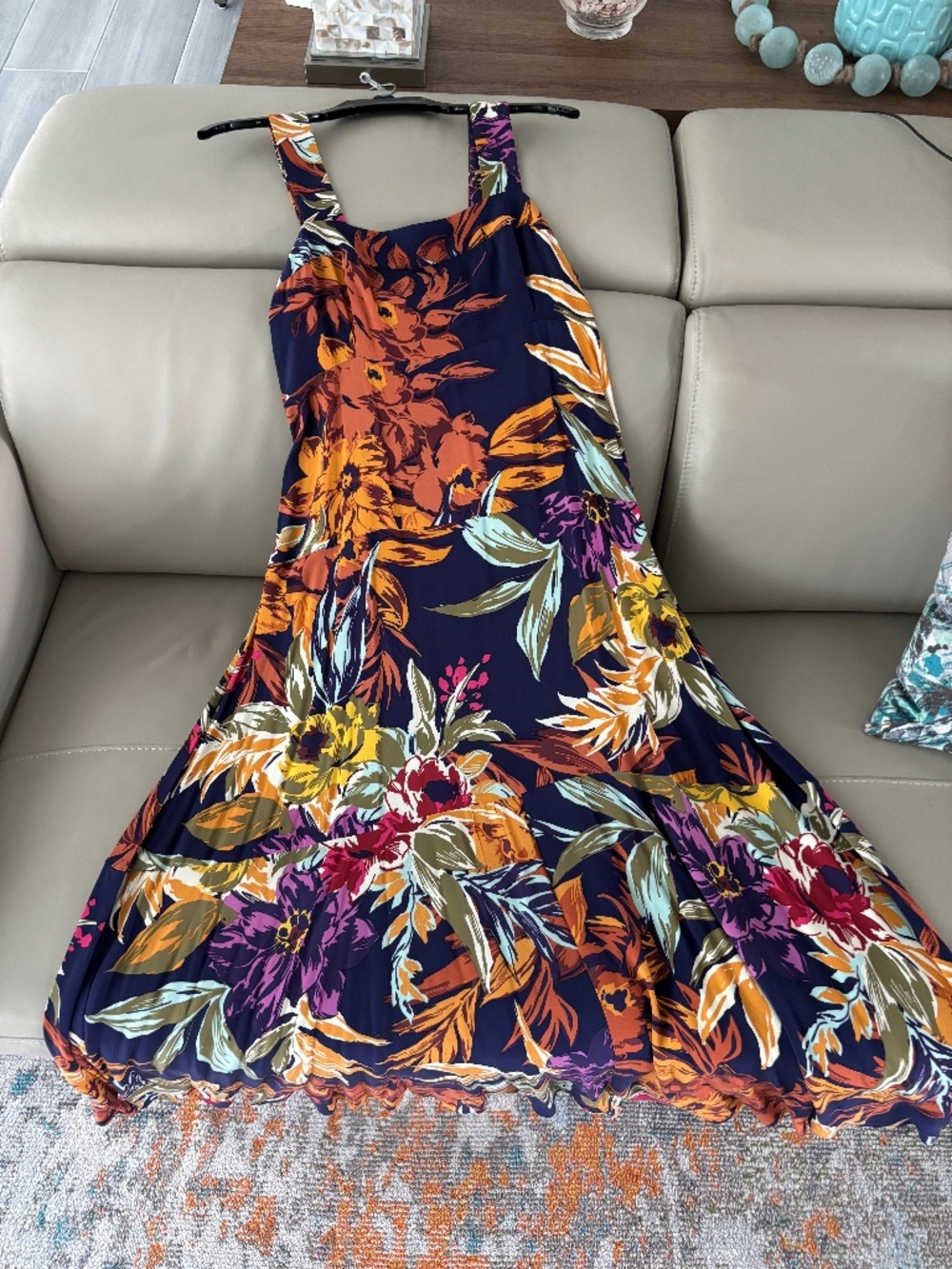 Vince Camuto Navy Floral Maxi Dress Sz M